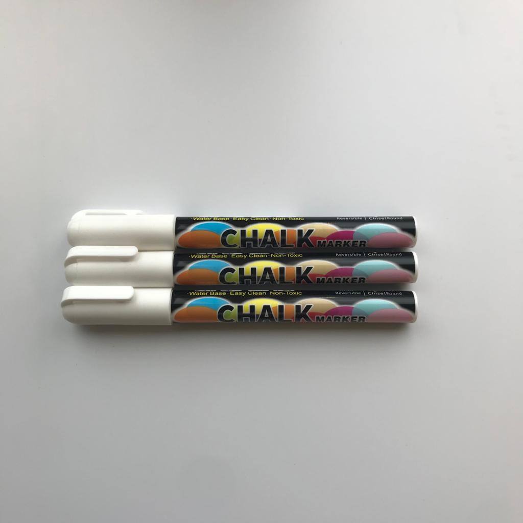Set van 3 witte krijtstiften